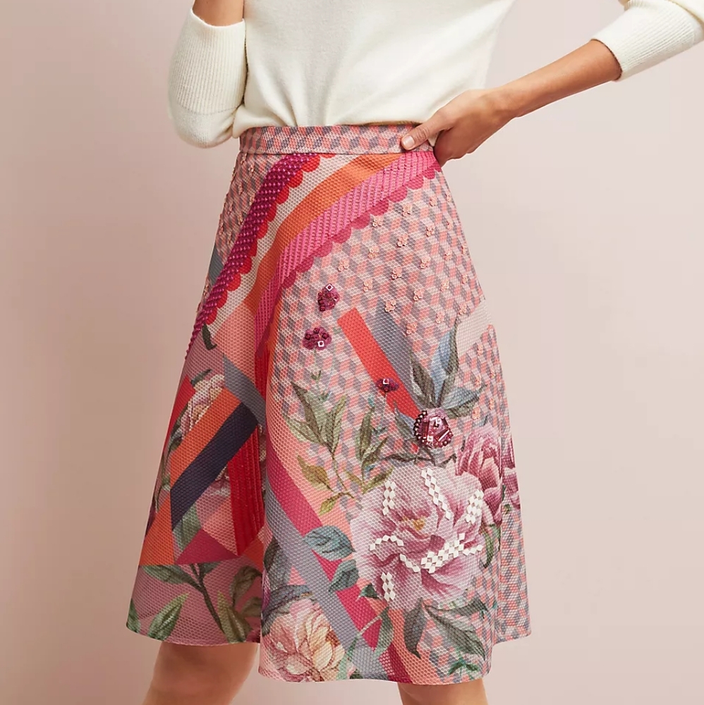 NWT Anthropologie Pankaj & Nidhi Rowan Embellished Skirt